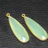 Beautiful Prehnite Chalcedony Checker Pear Gemstone  in 925 Sterling Silver Gold Vermeil Bezel Setting. 100% Handmade. Perfect for a Earrings, Bracelet or any other product.  You get one Connector and dimensions are 34mm long loops included.